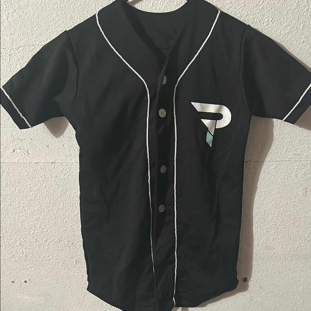 Black and White Baseball Jersey with White Piping